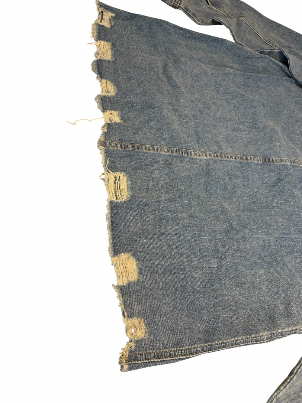 Veveret Denim Jean Shacket Jacket Size Medium Medium Wash Distressed Button Down - Picture 12 of 15